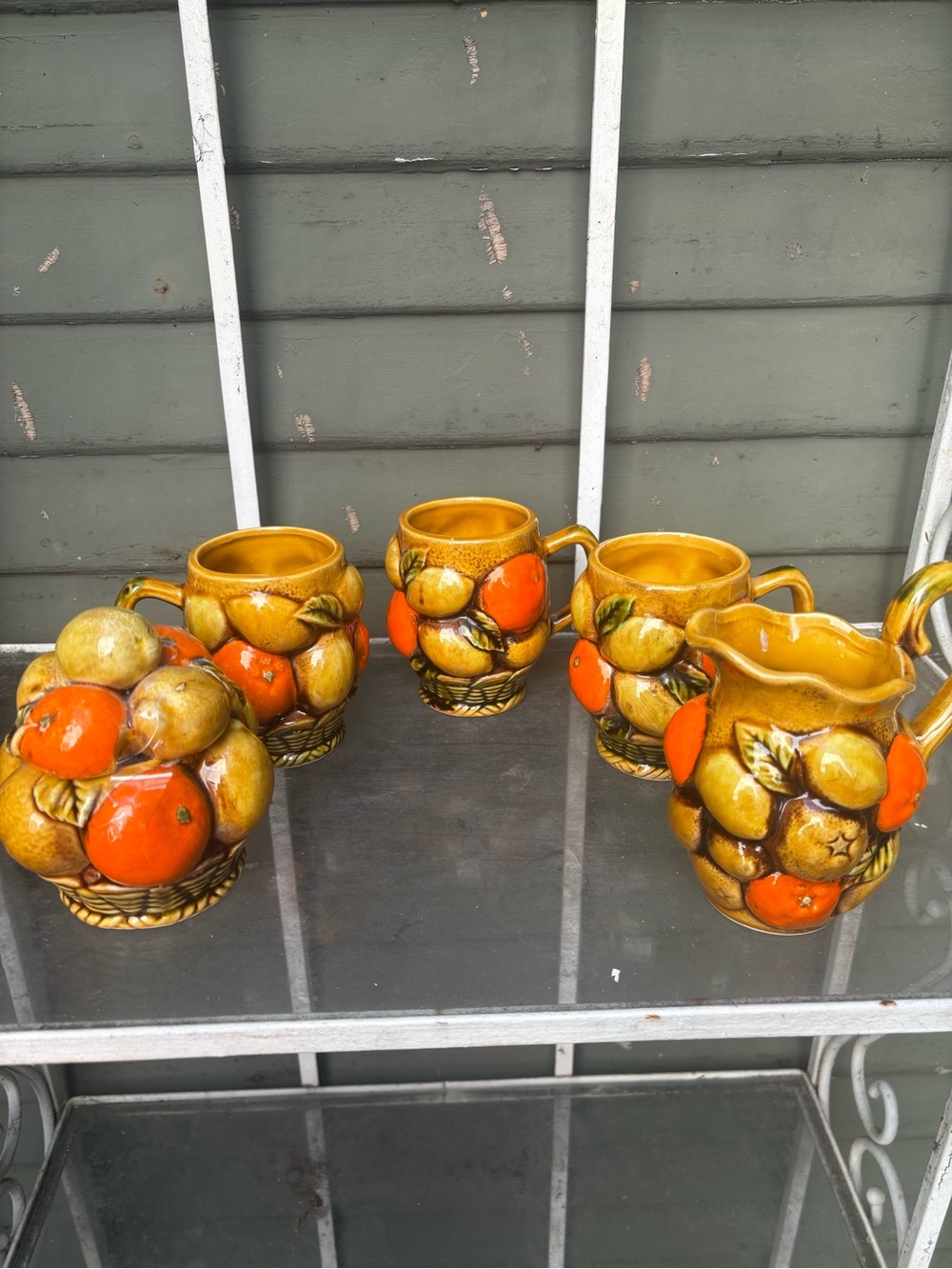 Vintage 1960s Japan, Fruit basket tea set.